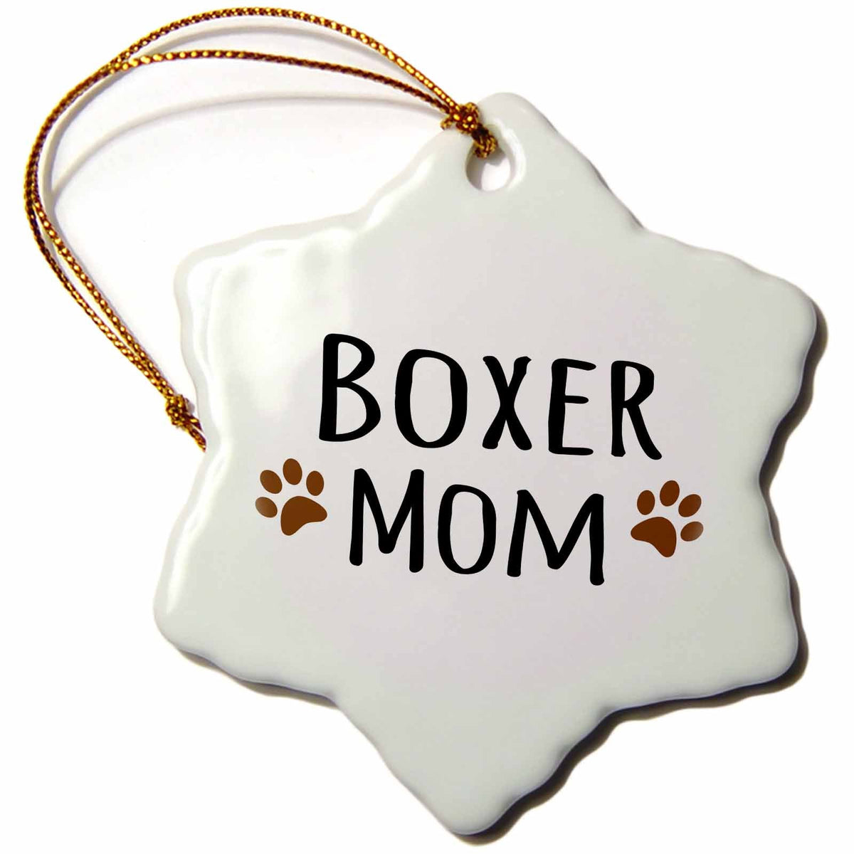 3dRose InspirationzStore Pet Designs - Boxer Dog Mom - Doggie by Breed - Brown Muddy paw Prints Love - Doggy Lover - Proud Mama pet Owner - Ornaments (ORN_154083)