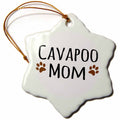 3dRose InspirationzStore Pet Designs - Cavapoo Dog Mom - Doggie by Breed - Brown Muddy paw Prints Love - Doggy Lover - Proud Mama pet Owner - Ornaments (ORN_154094)