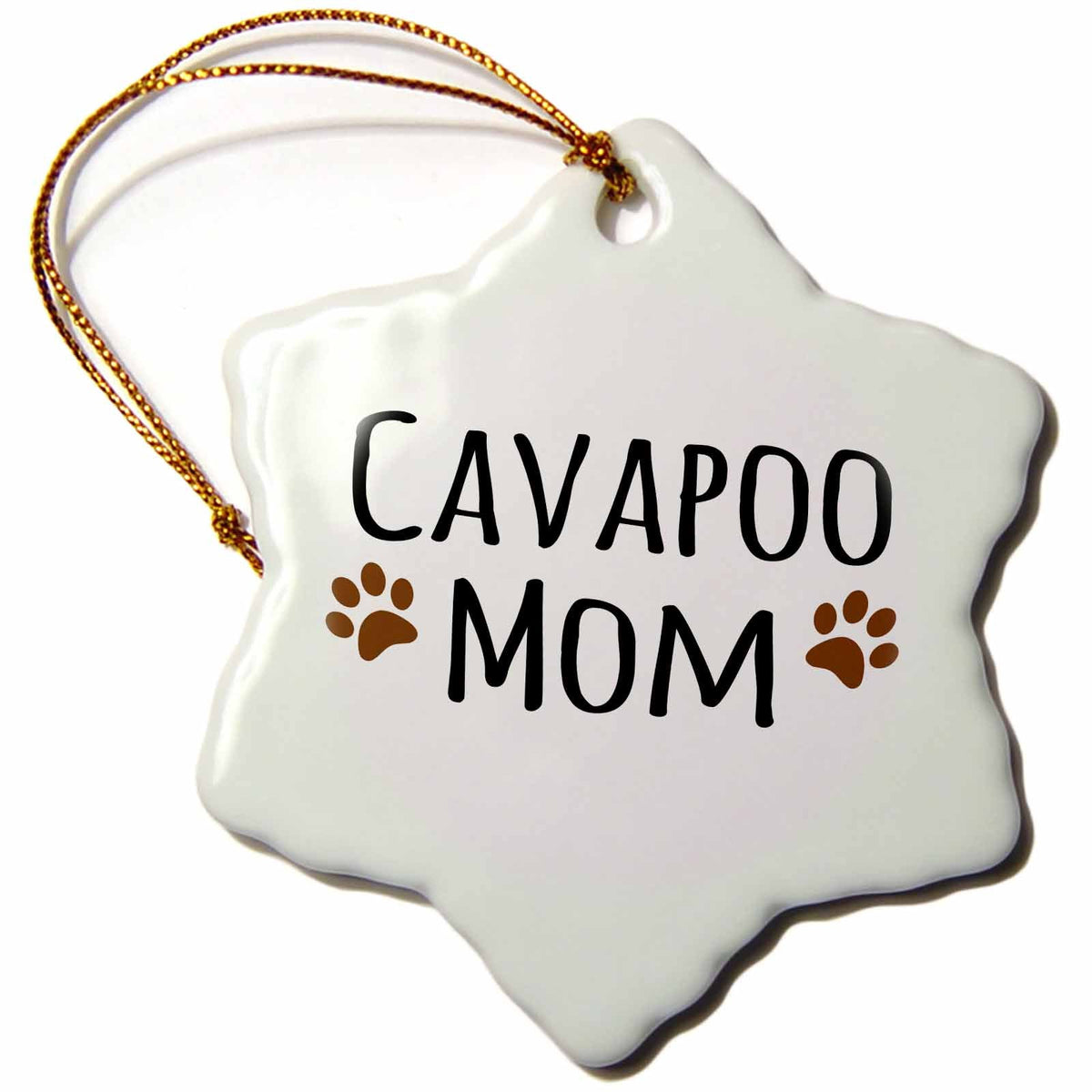 3dRose InspirationzStore Pet Designs - Cavapoo Dog Mom - Doggie by Breed - Brown Muddy paw Prints Love - Doggy Lover - Proud Mama pet Owner - Ornaments (ORN_154094)