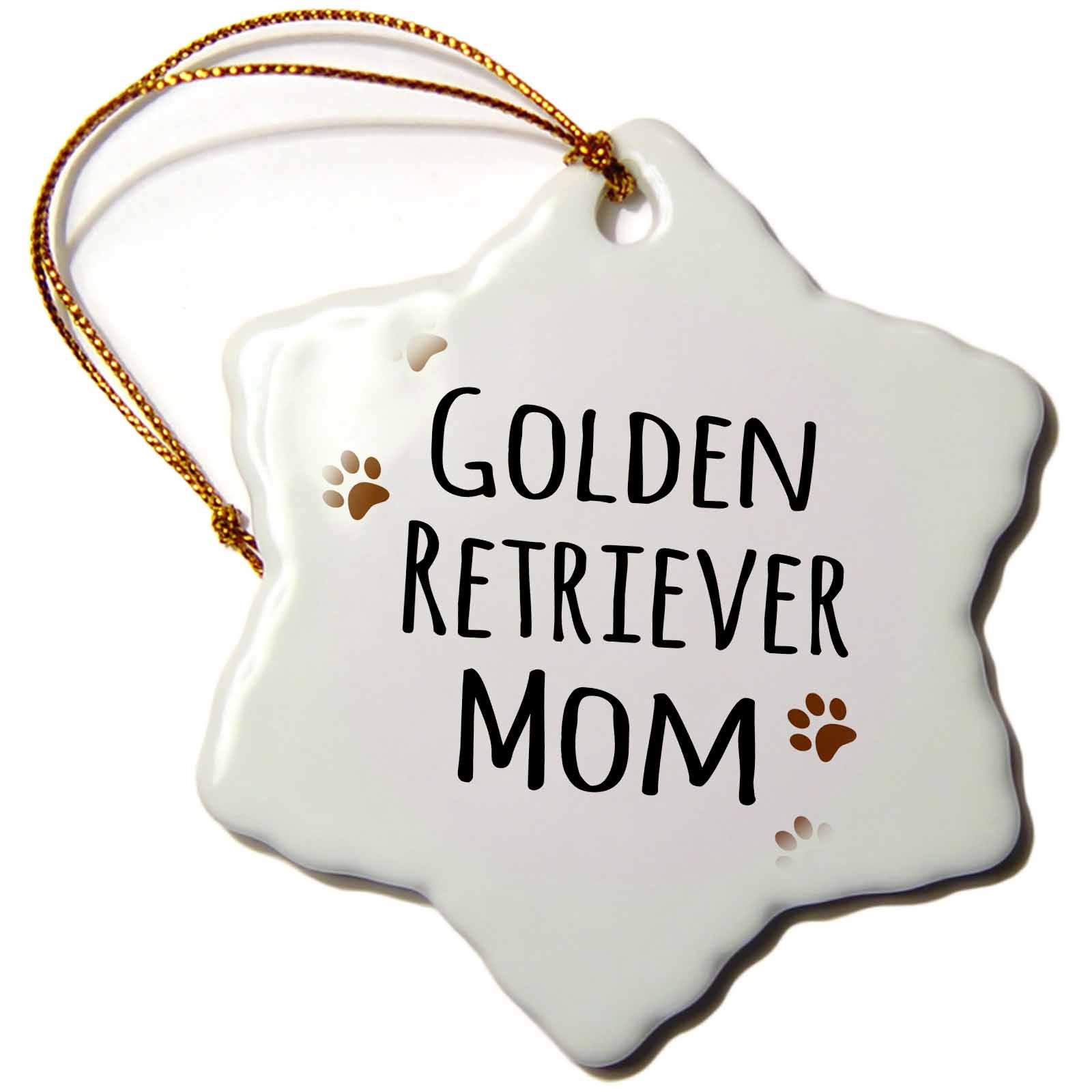 3dRose InspirationzStore Pet Designs - Golden Retriever Dog Mom - Doggie by Breed - Brown paw Prints - Doggy Lover - Proud pet Owner Love - Ornaments (ORN_154126)