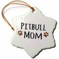 3dRose InspirationzStore Pet Designs - Pitbull Dog Mom - Doggie by Breed - Muddy Brown paw Prints - Doggy Lover - Proud pet Owner Mama Love - Ornaments (ORN_154172)