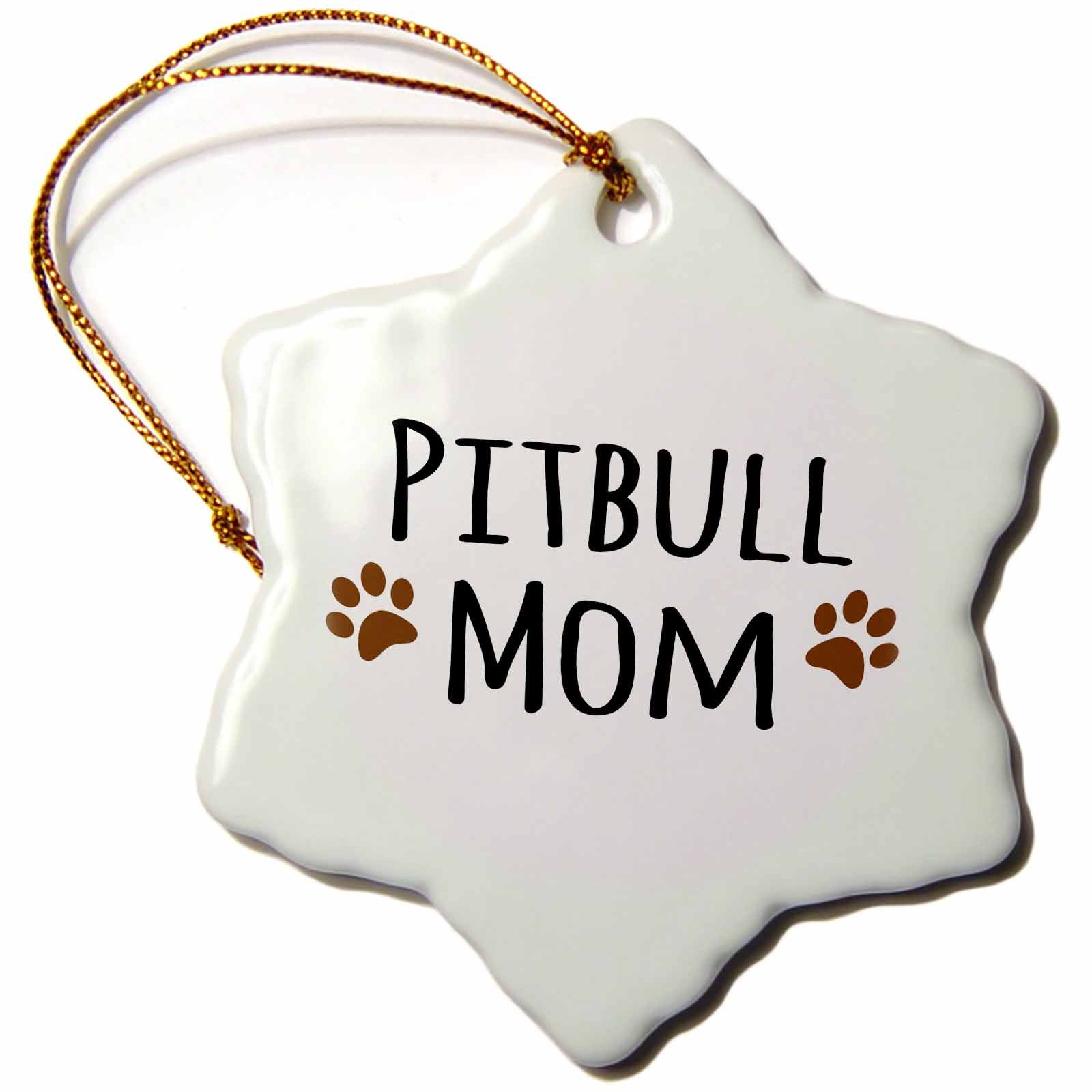 3dRose InspirationzStore Pet Designs - Pitbull Dog Mom - Doggie by Breed - Muddy Brown paw Prints - Doggy Lover - Proud pet Owner Mama Love - Ornaments (ORN_154172)
