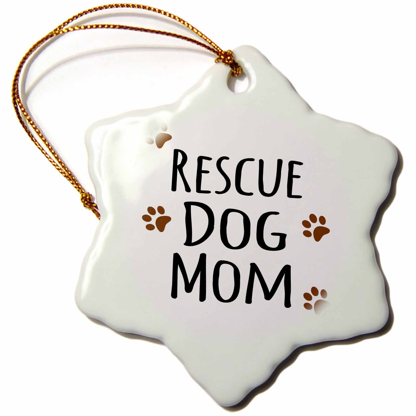 3dRose InspirationzStore Pet Designs - Rescue Dog Mom - Doggie by Breed - Muddy Brown paw Prints - Doggy Lover - Proud pet Owner Mama Love - Ornaments (ORN_154181)