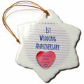 3dRose InspirationzStore Occasions - 1st Wedding Paper Celebrating 1 Year Together - First Anniversaries - one yr - Ornaments (ORN_154428)