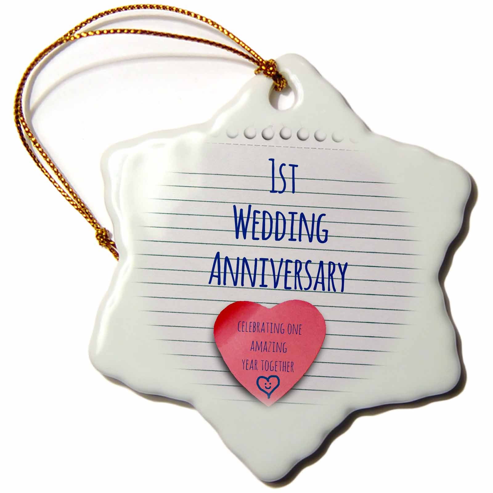 3dRose InspirationzStore Occasions - 1st Wedding Paper Celebrating 1 Year Together - First Anniversaries - one yr - Ornaments (ORN_154428)