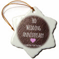 3dRose InspirationzStore Occasions - 3rd Wedding Leather Celebrating 3 Years Together Third Anniversaries Three yrs - Ornaments (ORN_154430)
