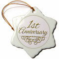 3dRose InspirationzStore Occasions - 1st Gold Text for Celebrating Wedding Anniversaries 1 First one Year Together - Ornaments (ORN_154443)