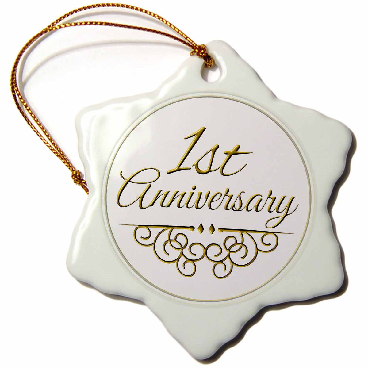 3dRose InspirationzStore Occasions - 1st Gold Text for Celebrating Wedding Anniversaries 1 First one Year Together - Ornaments (ORN_154443)