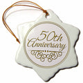 3dRose InspirationzStore Occasions - 50th Gold Text for Celebrating Wedding Anniversaries - 50 Years Married Together - Ornaments (ORN_154492)