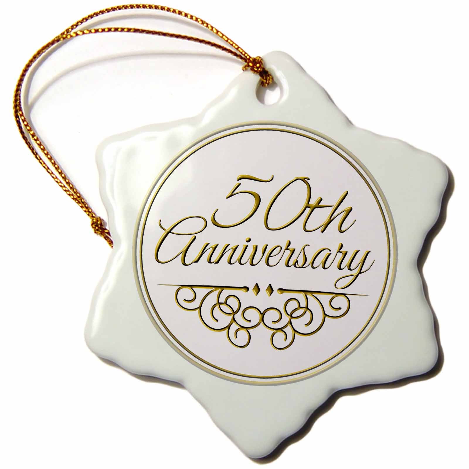 3dRose InspirationzStore Occasions - 50th Gold Text for Celebrating Wedding Anniversaries - 50 Years Married Together - Ornaments (ORN_154492)