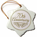 3dRose InspirationzStore Occasions - 70th Gold Text for Celebrating Wedding Anniversaries - 70 Years Married Together - Ornaments (ORN_154512)