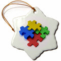 3dRose Carsten Reisinger Illustrations - Colorful Puzzle Design Autism - Ornaments (ORN_154998)