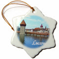3dRose InspirationzStore Photography - Lucerne - Town in Switzerland - Medieval Style Stone Tower Bridge Over Swiss Lake - Historic City - Ornaments (ORN_155659)