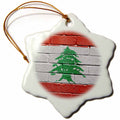 3dRose Carsten Reisinger Illustrations - National Flag of Lebanon Painted onto a Brick Wall Lebanese - Ornaments (ORN_156923)