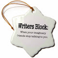 3dRose EvaDane - Funny Quotes - Writers Block When Your Imaginary Friends Stop Talking to You - Ornaments (ORN_157392)
