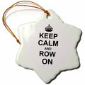 3dRose InspirationzStore Typography - Keep Calm and Row on - Carry on Rowing - Sport Rower Gifts - Black Fun Funny Boating Canoeing Humor - Ornaments (ORN_157766)