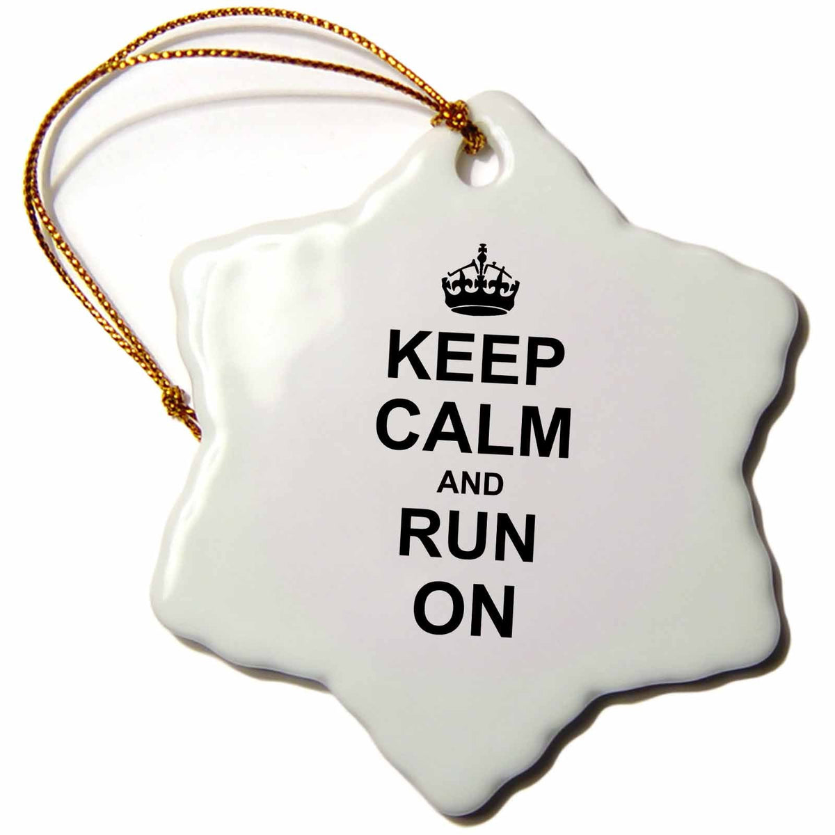 3dRose InspirationzStore Typography - Keep Calm and Run on - Carry on Running - Track Runner Athlete Gifts - Fun Funny Humor Humorous - Ornaments (ORN_157767)