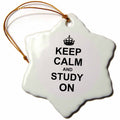 3dRose InspirationzStore Typography - Keep Calm and Study on - Carry on Studying - College School or University Student Funny Humor Gifts - Ornaments (ORN_157775)