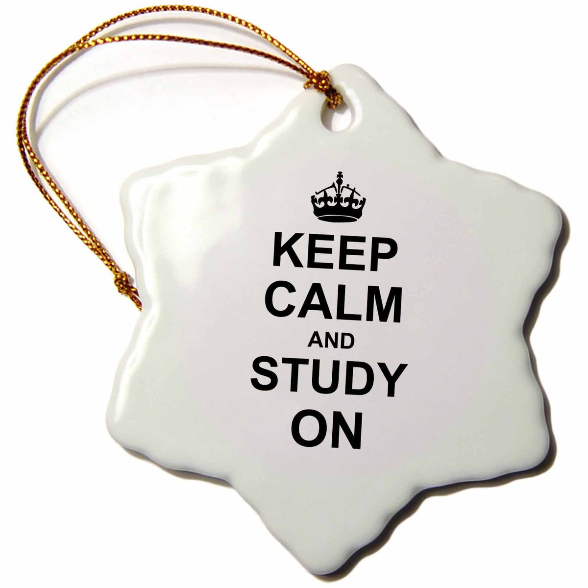 3dRose InspirationzStore Typography - Keep Calm and Study on - Carry on Studying - College School or University Student Funny Humor Gifts - Ornaments (ORN_157775)