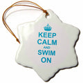 3dRose InspirationzStore Typography - Keep Calm and Swim on - Carry on Swimming - Hobby or Professional Swimmer Gifts - Fun Funny Humor - Ornaments (ORN_157777)
