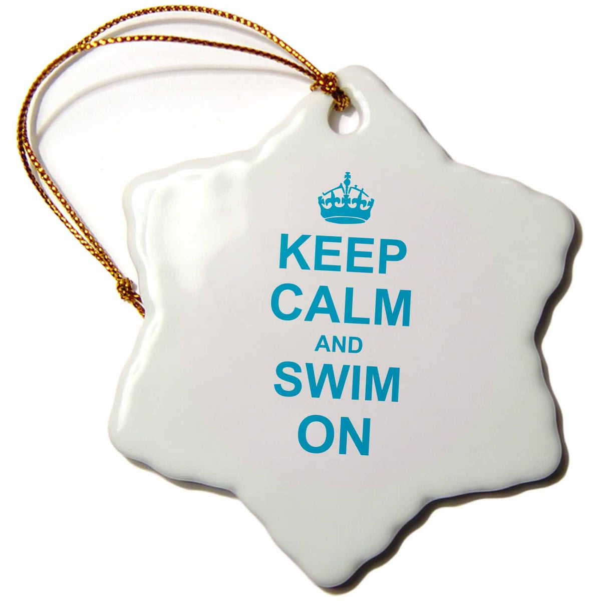 3dRose InspirationzStore Typography - Keep Calm and Swim on - Carry on Swimming - Hobby or Professional Swimmer Gifts - Fun Funny Humor - Ornaments (ORN_157777)