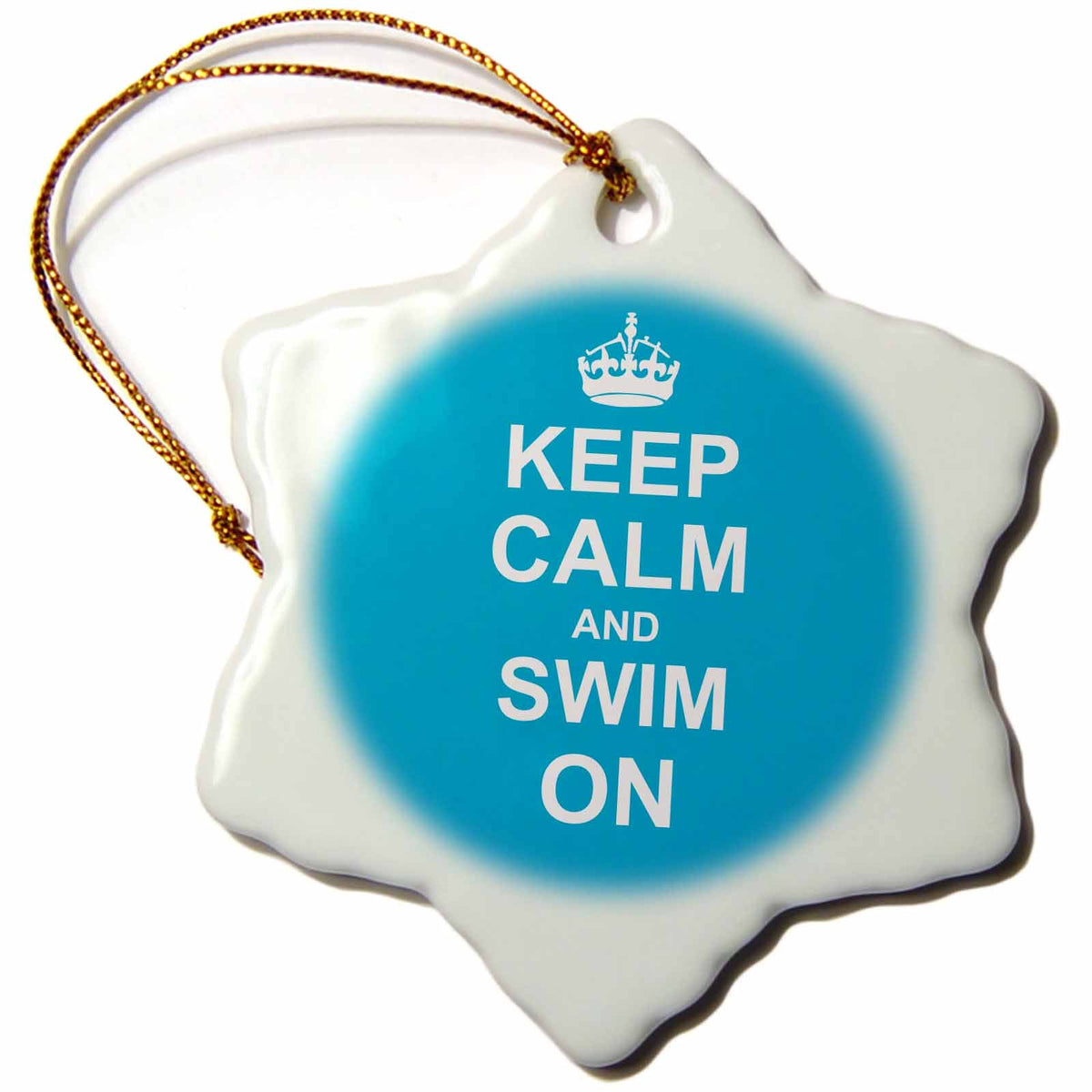 3dRose InspirationzStore Typography - Keep Calm and Swim on - Blue Carry on Swimming - Hobby or pro Swimmer Gifts - Pool Fun Funny Humor - Ornaments (ORN_157778)