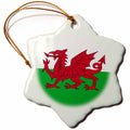 3dRose InspirationzStore Flags - Flag of Wales - Welsh red dragon on white and green - Y Ddraig Goch UK United Kingdom Great Britain - Ornaments (orn_158289)