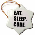 3dRose Eat Sleep Code - Computer Coder. Programmer. Love to Program. Coding - Ornaments (ORN_180391)