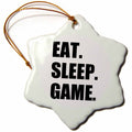 3dRose InspirationzStore Eat Sleep Series - Eat Sleep Game - Fun Gifts for Gamers - Black Text - Video pro-Gamer - Ornaments (ORN_180406)