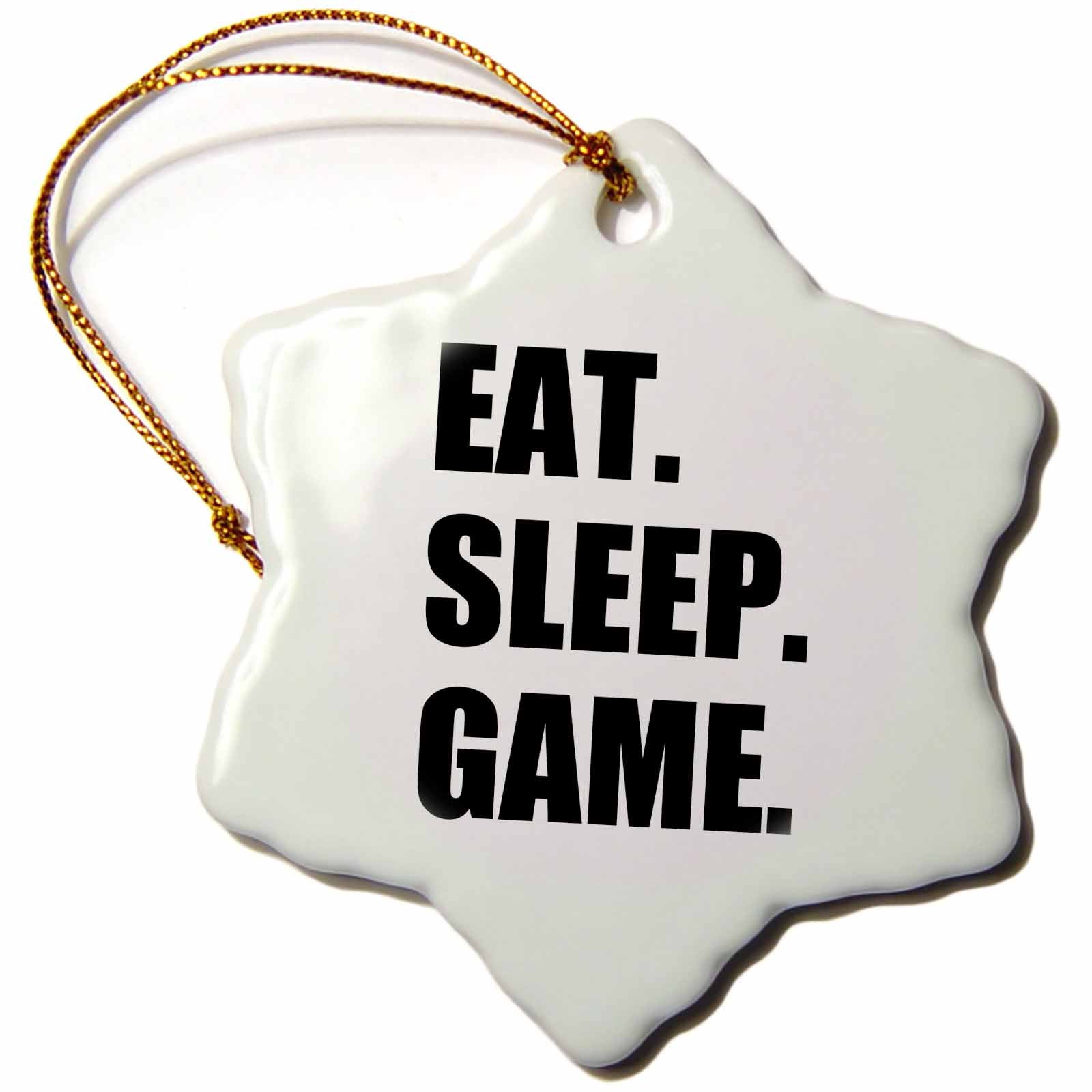 3dRose InspirationzStore Eat Sleep Series - Eat Sleep Game - Fun Gifts for Gamers - Black Text - Video pro-Gamer - Ornaments (ORN_180406)