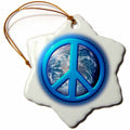 3dRose Perkins Designs Potpourri - Peace On Earth Large Blue Peace Sign Over The Planet Earth - Ornaments (ORN_18146)