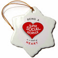 3dRose InspirationzStore Love Series - Being a Super Social Worker is a Work of Heart - red Job Appreciation - Ornaments (ORN_183883)