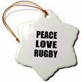 3dRose InspirationzStore Happiness is - Peace Love and Rugby - Things That Make me Happy - Ruggers Player Gift - Ornaments (ORN_184905)