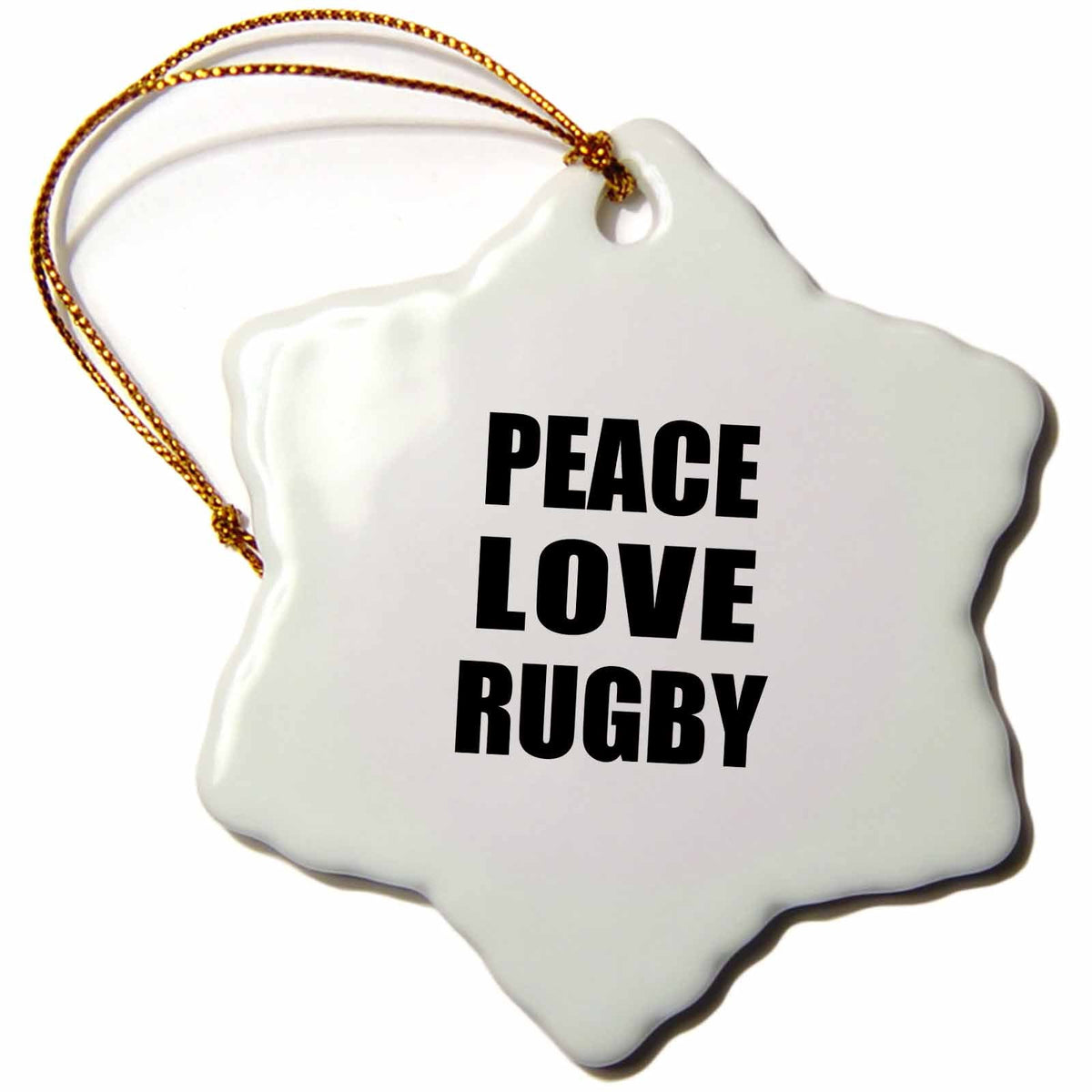 3dRose InspirationzStore Happiness is - Peace Love and Rugby - Things That Make me Happy - Ruggers Player Gift - Ornaments (ORN_184905)