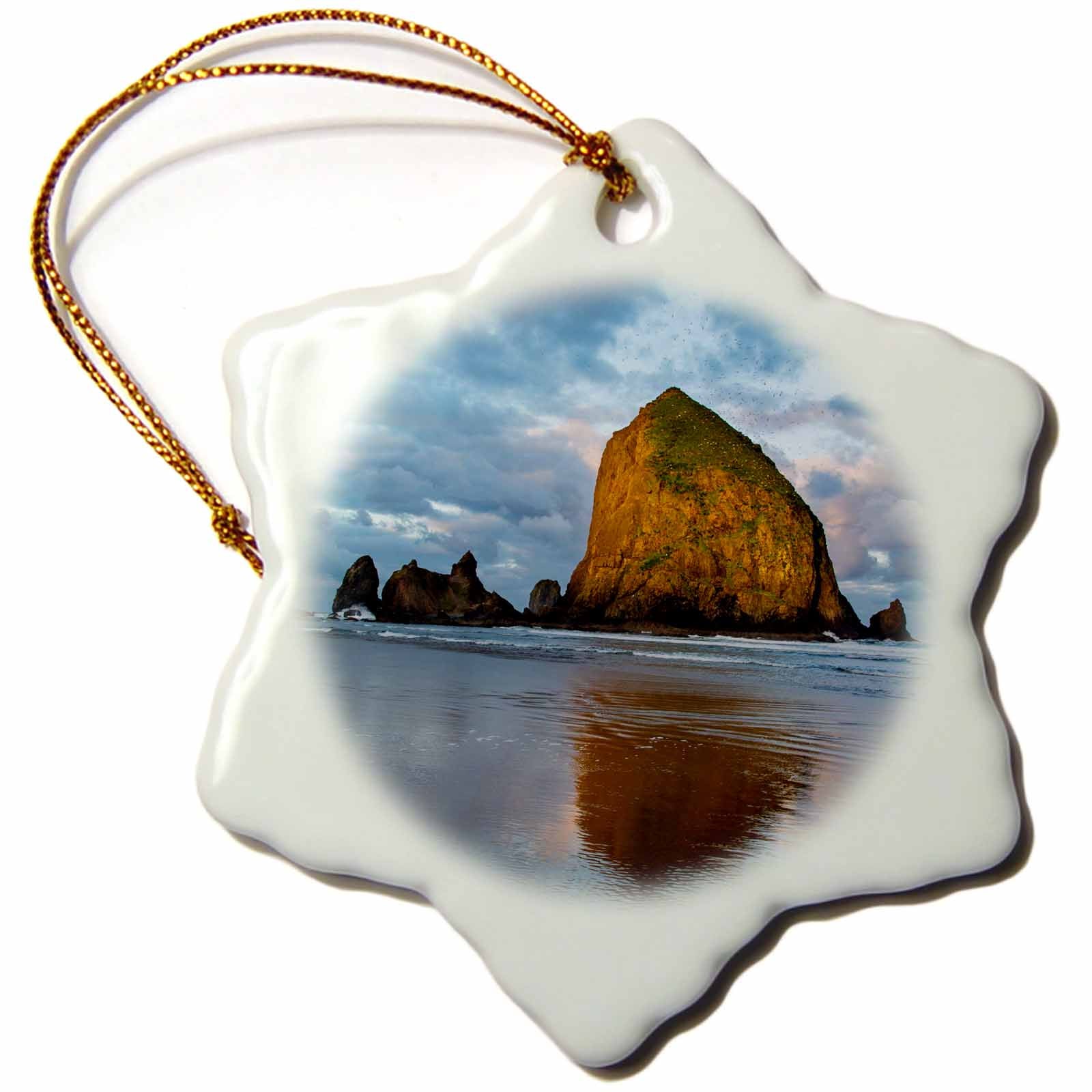 3dRose Danita Delimont - Chuck Haney - Sea Stacks - Haystack Rock in Cannon Beach, Oregon, USA - Ornaments (ORN_190160)
