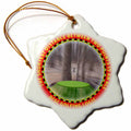 3dRose Perkins Designs Disc Golf - Disc Golf Logic 1 a Frisbee disc Golf Driver Flies Straight to The Basket of Chains - Ornaments (ORN_19244)