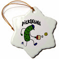 3dRose All Smiles Art Sports and Hobbies - Funny Pickle Playing Pickle Ball - Ornaments (ORN_195269)