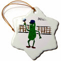 3dRose All Smiles Art Sports and Hobbies - Funny Pickleball Pickle Playing Pickleball - Ornaments (ORN_200114)