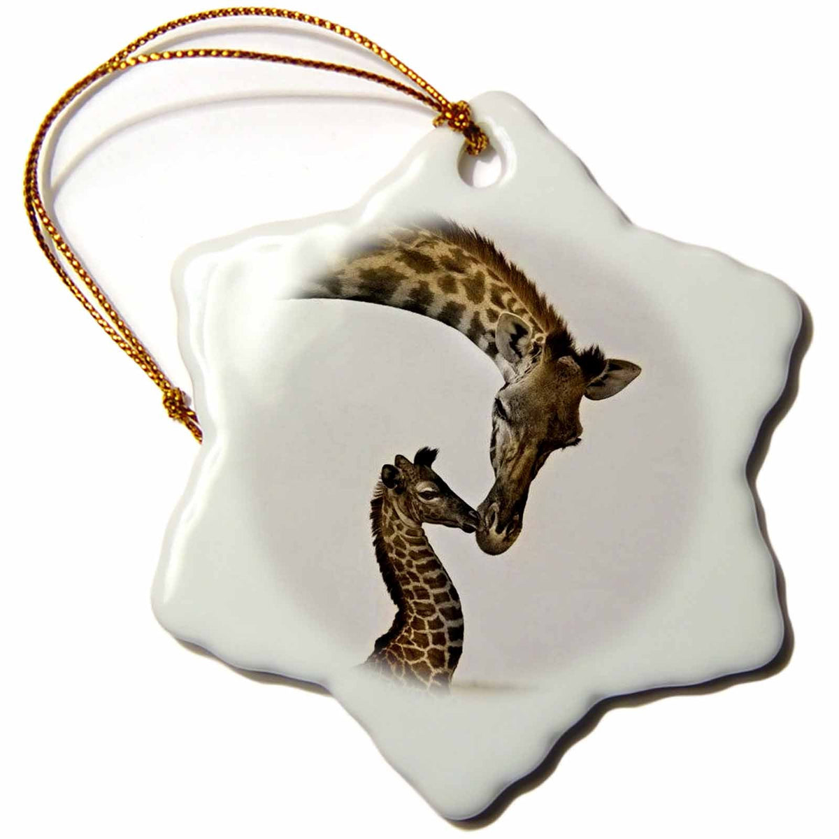 3dRose Jackie Popp Nature N Wildlife Animals - Giraffe Mama and Baby - Ornaments (ORN_22238)