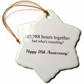 3dRose BrooklynMeme Anniversary - Happy 18th Anniversary - 157788 Hours Together - Ornaments (ORN_224663)
