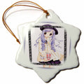 3dRose Susan Brown Designs General Themes - Schoolgirl Anime - Ornaments (ORN_24183)