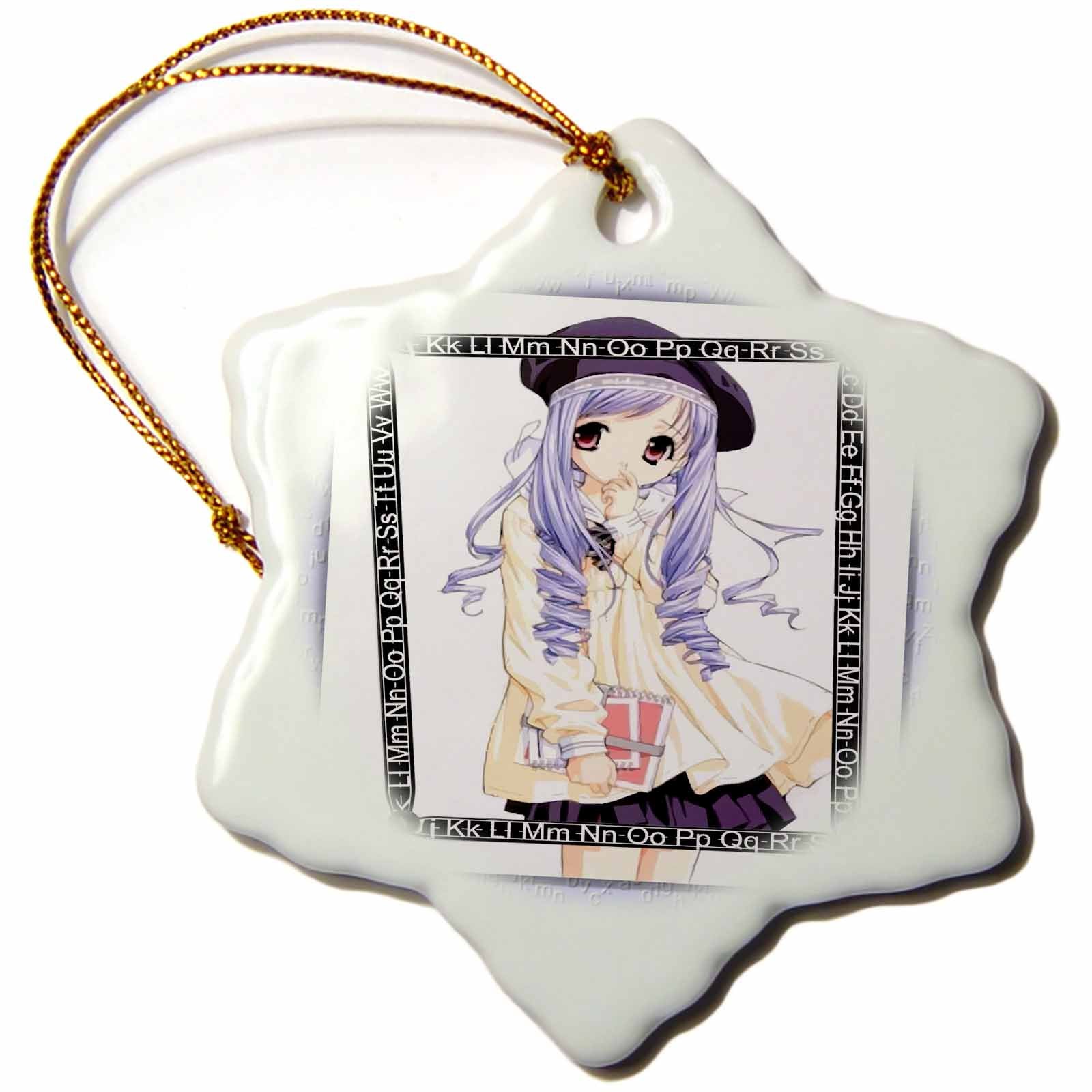 3dRose Susan Brown Designs General Themes - Schoolgirl Anime - Ornaments (ORN_24183)