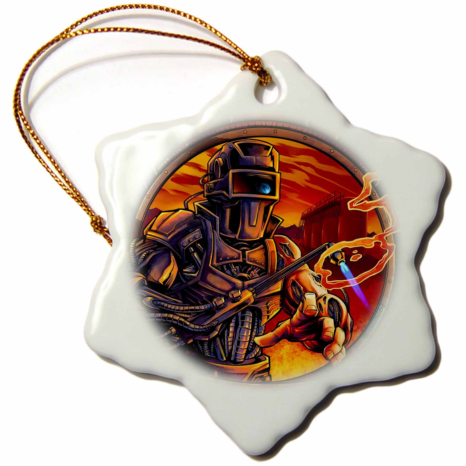 3dRose Light, Illustration, Graphic Design, Person - Welder That is All Machine Using a Welding Tool - Ornaments (ORN_252470)