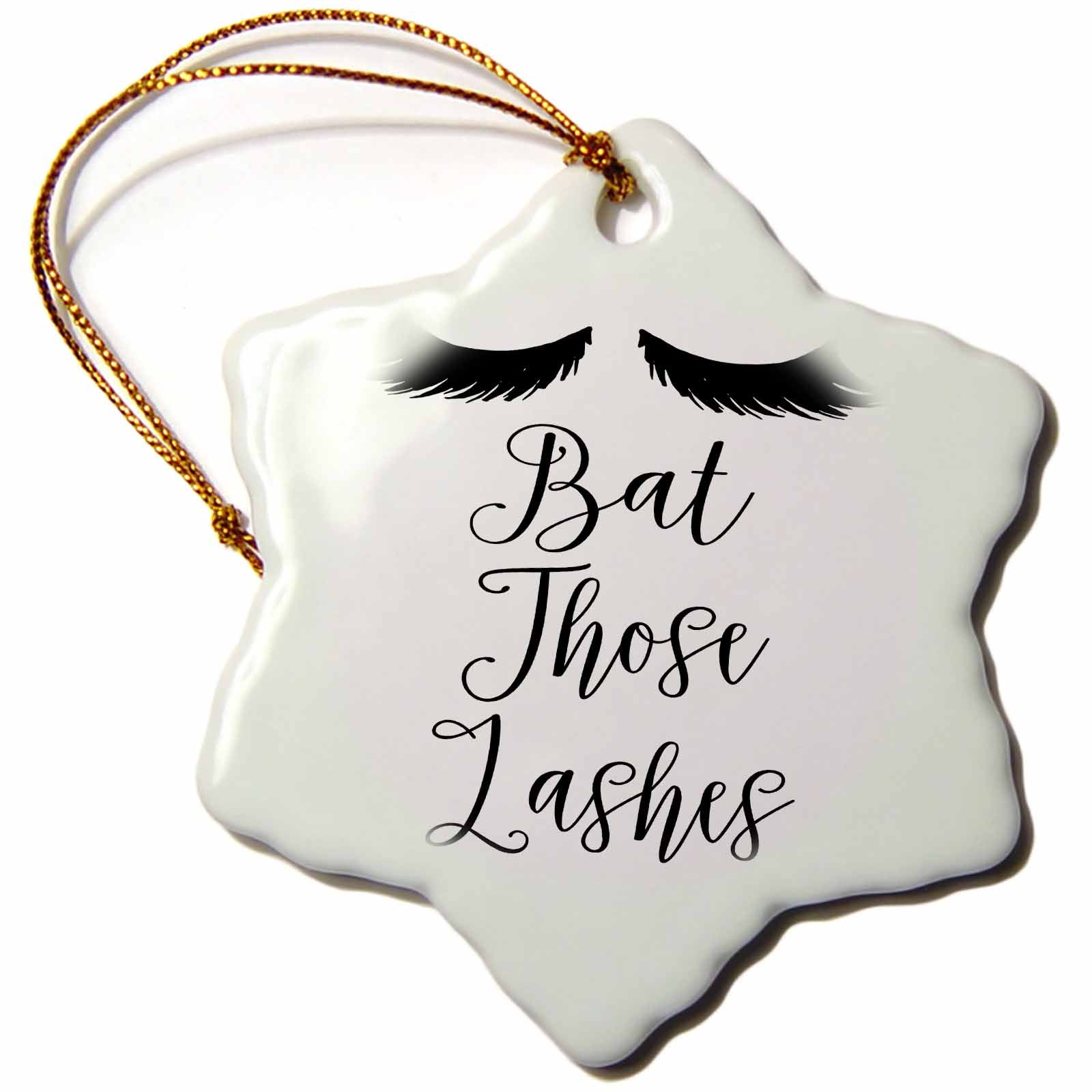 3dRose Anne Marie Baugh - Quotes - Bat Those Lashes with A Lashes Illustration - Ornaments (ORN_254982)