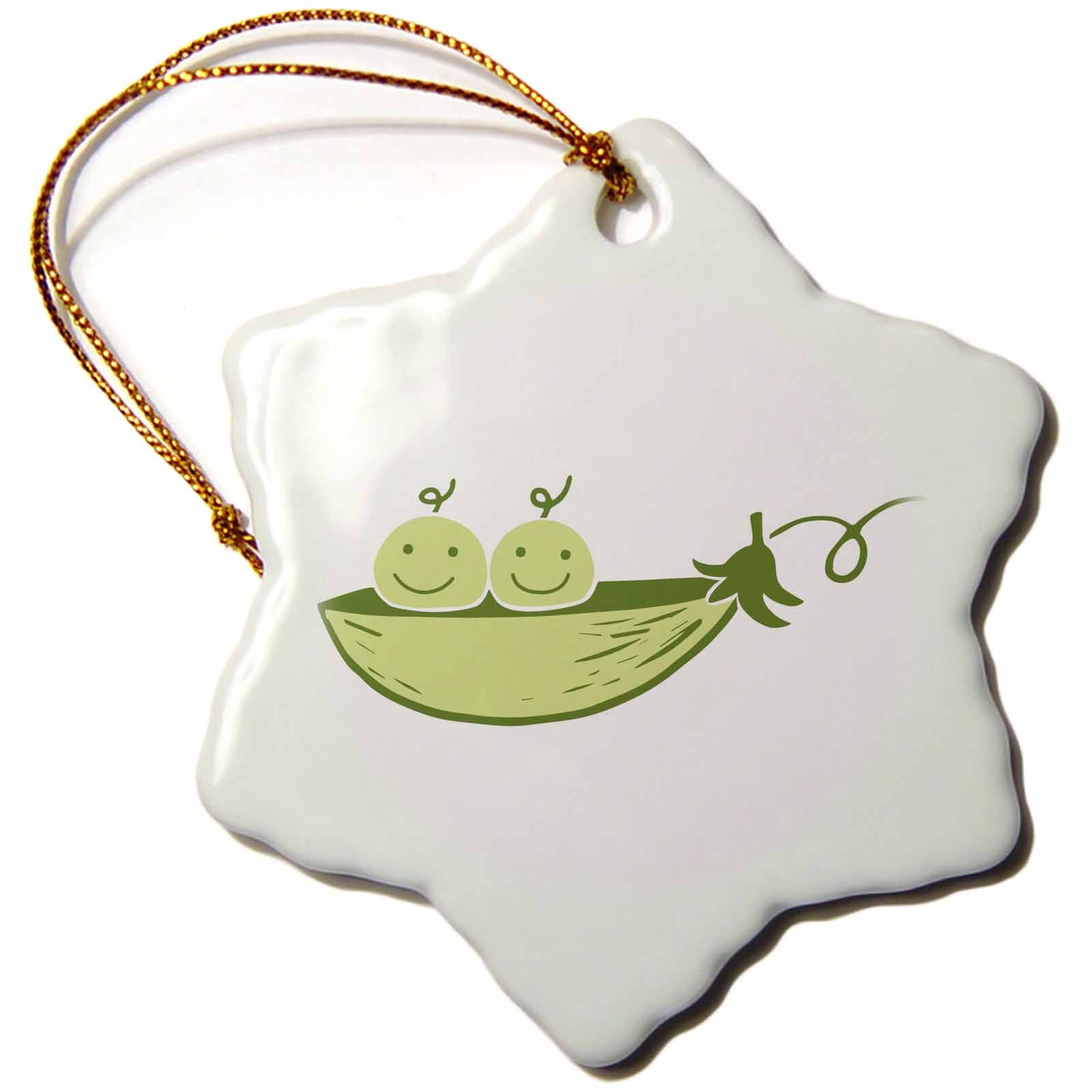 3dRose Xander Inspirational Quotes - Picture of Two peas in a pod on a White Background - Ornaments (ORN_256530)