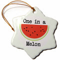 3dRose Janna Salak Designs Inspirational Art - One in a Melon - Watermelon - Ornaments (ORN_261579)