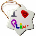 3dRose All Smiles Art Funny - Funny Cute I Love Slime Cartoon - Ornaments (ORN_263676)