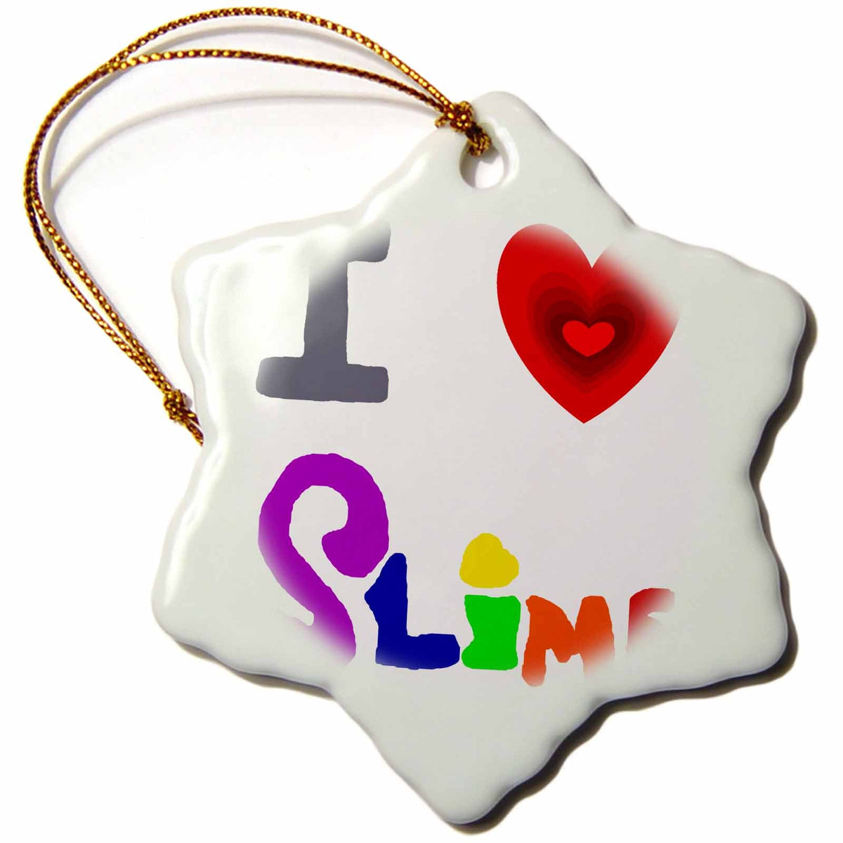 3dRose All Smiles Art Funny - Funny Cute I Love Slime Cartoon - Ornaments (ORN_263676)