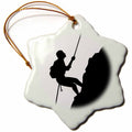 3dRose Russ Billington Designs - Black and White Silhouette of Rock Climber- Mountain Climber - Ornaments (ORN_291533)