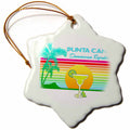 3dRose Macdonald Creative Studios – Caribbean - Retro Punta Cana Dominican Republic Tropical Design with a Margarita. - Ornaments (ORN_291842)